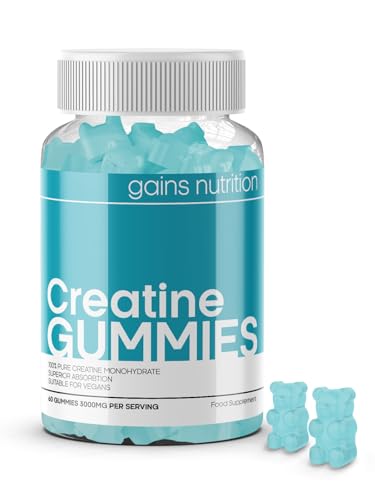 GN Gommose Creatina | 60 Caramelle Masticabili di Creatina per Uomini e Donne - 3000 mg di Creatine Monoidrato per Dose | Gusto Frutti di Bosco, non OGM e Adatto per Vegani e Vegetariani