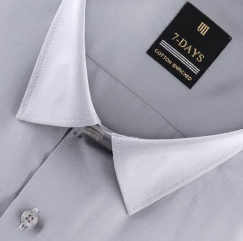 Image of 7-DAYS Men's Premium Formal Shirt - Cotton Rich, Regular Fit, Full Sleeve, with Pocket, Durable & Easy Care - Perfect for Office & Everyday Wear