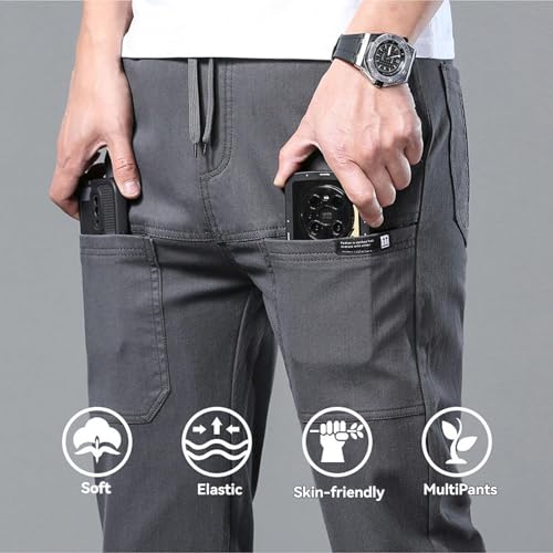 Mencomfy Cargo Pants, MultiPants - High Stretch Multi-Pocket Durable Cargo Pants, Silm Fit Stretch Pant for Men3