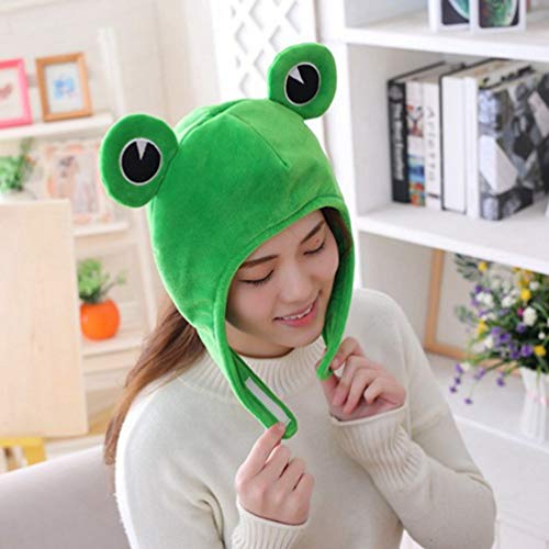 Amosfun Chapéu de Sapo de Pelúcia Cachecol Boné Orelhas Animal Touca Cheia de Inverno Chapéu de Esqu