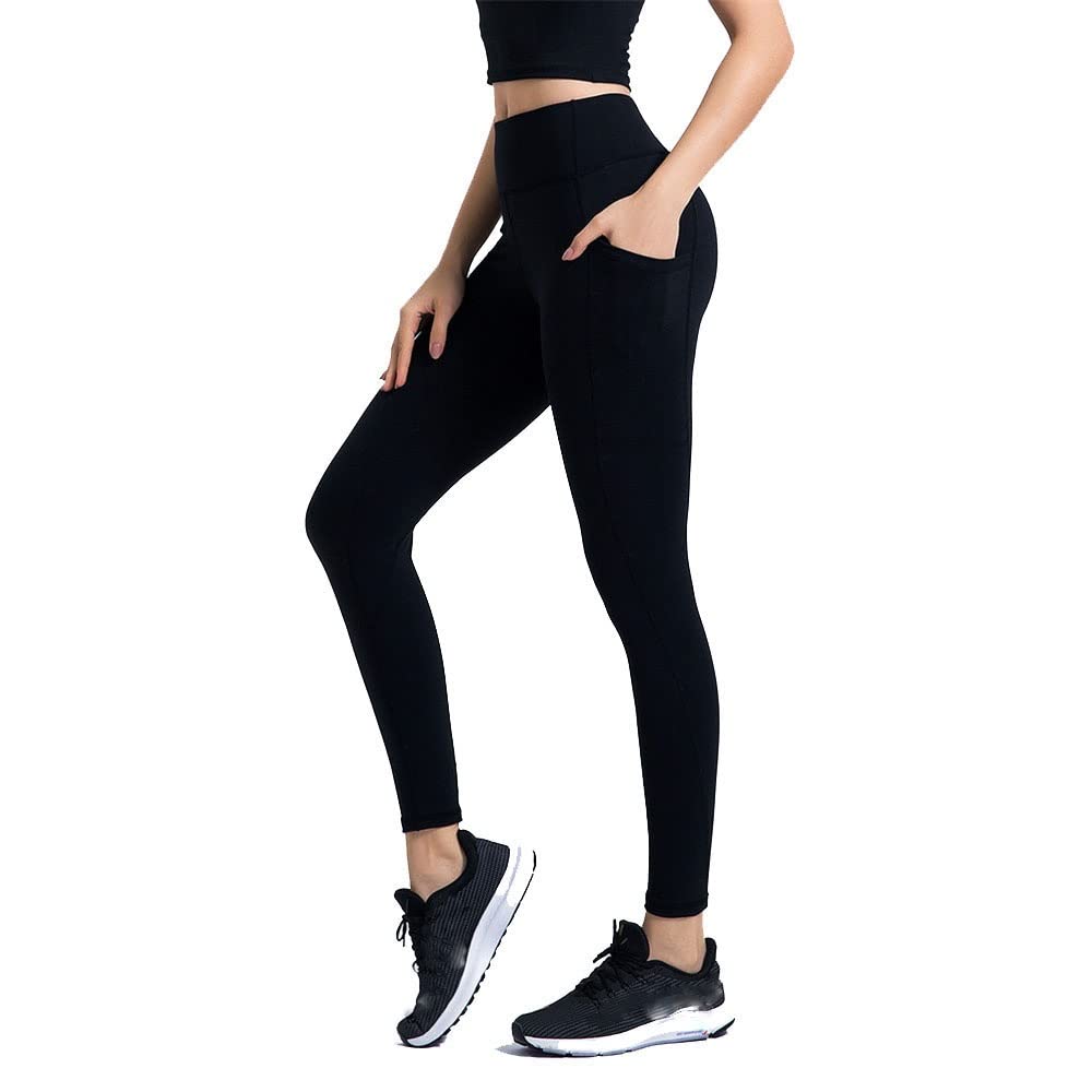 fitness legginsy damskie, Damskie Legginsy Legginsy Legginsy z kieszeniami, Skinny Spodnie jogi Wysokiej talii Tummy Control Power Flex Trening Spodnie Siłownia Rajstopy rozciągliwe sportowe legginsy