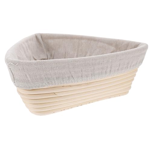 Alipis 2pcs Hand Woven Triangular Bread Proofing Basket Baking Tool with Cover for Artisan Bread Making and Home Bakery Use