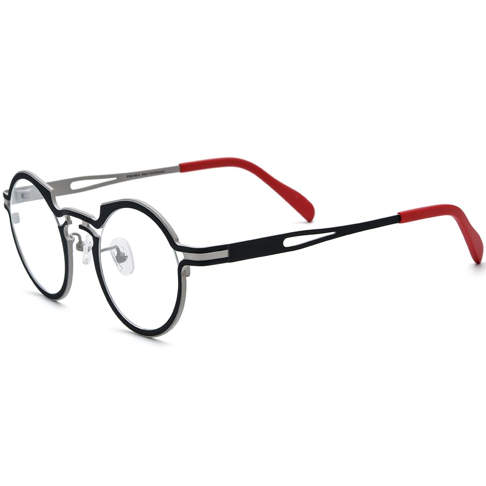 FONEX Colorful Pure Titanium Glasses Frame Women Retro Round Eyeglasses