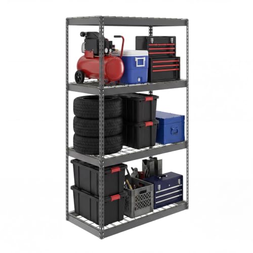 SafeRacks Garage Storage Rack - Hammertone | Steel Shelving Unit | 2'D x 4'W x 7'T