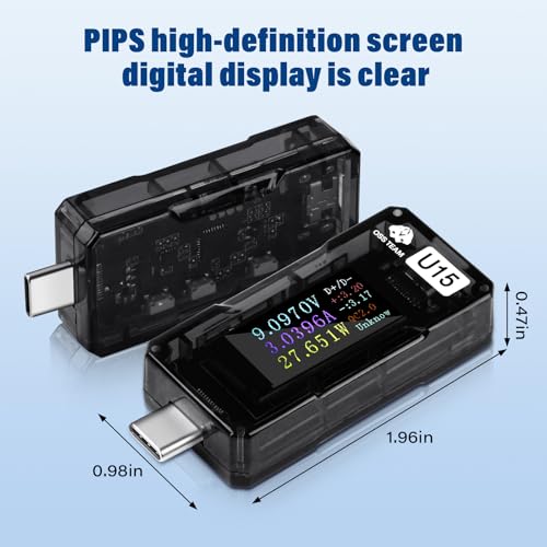 Image of USB C Tester Power Meter, 4-25V 5A Type-C PD Tester Digital Multimeter, Voltage and Current Tester Meter Voltmeter, Power Bank Capacity USB Cable Charger Detector,Compatible with QC2.0 /3.0