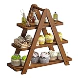3 Tier Serving Tray Cupcake Stand and Towers Serving Tray for Party Food Tray Farmhouse Serving Platter Decorative Tray Decor Dessert Display Set Tiered Tray Stand (Brown)