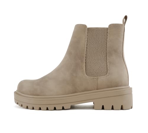 Image of Soda Pilot ~ Women Lug Sole Low Heel Chelsea Fashion Ankle Bootie w /Double Elastic Gore
