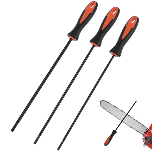 QWORK® 3 Pièces lime chaine tronconneuse, aiguiseur chaine tronconneuse acier au carbone 4,0 mm/4,8 mm/5,5 mm, limes rondes, pour tronçonneuses