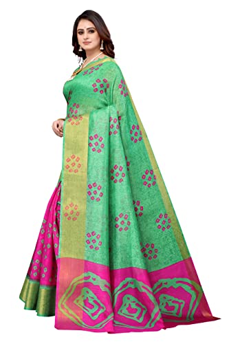 Image of Yashika Womens Linen Blend Printed Saree With Blouse Piece(NIYATI PINK Free Size)