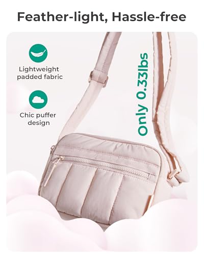 Image of BAGSMART Cross Body Purse, Mini Crossbody Bags for Women Travel Purse, Puffy Shoulder Handbag Wallet with RFID Blocking Slots, Bistro Grey