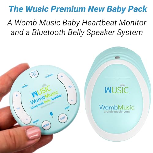 womb music premium pregnancy pack by wusic - get the bluetooth baby belly speaker and baby heartbeat monitor in this great combo prenatal pregnancy gift package