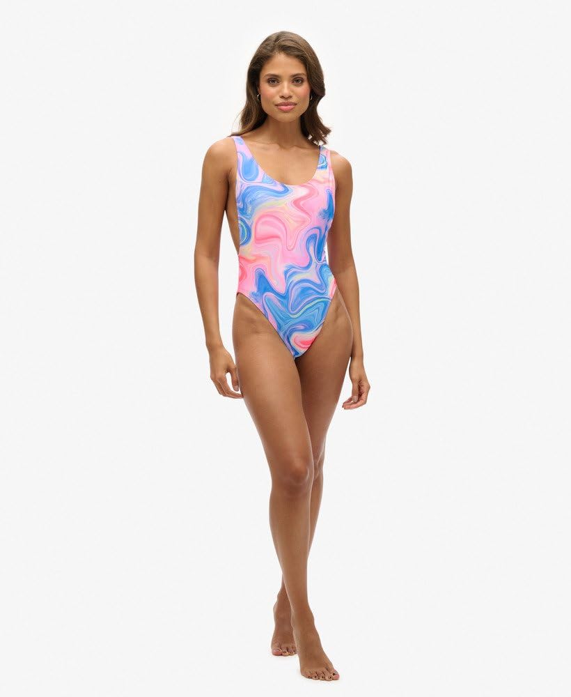 Superdry Maillot de bain pour femme avec décolleté plongeant dans le dos et imprimé