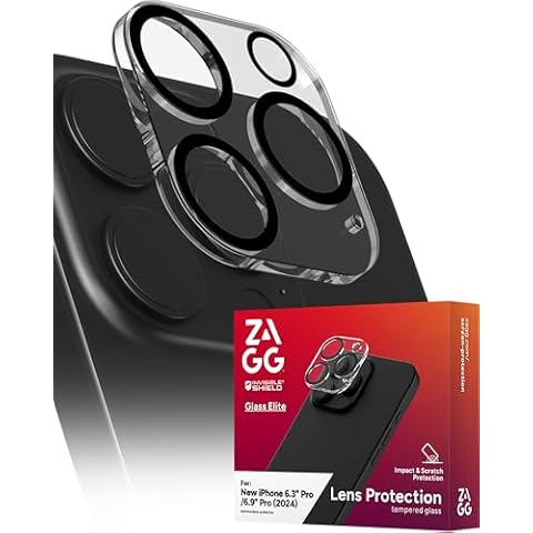ZAGG Glass Elite Anti-Glare Camera Lens Protector for iPhone 16 Pro Max / 16 Pro - Anti-Reflective Glass, 5X Stronger, Smudge-Free, Eco-Friendly, Easy Installation Cover