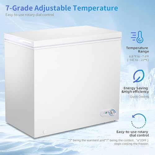 Image of Electactic 10 Cu.Ft Chest Freezer, 7-Grade Temperature, Small Deep Freezer with Removable Basket Free Standing Top open Door Perfect for Home Dorm, Office, Kitchen (White)