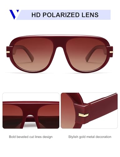 VANLINKER Retro 70s Aviator Sunglasses for Men Women Vintage Polarized Square Aviators VL98414