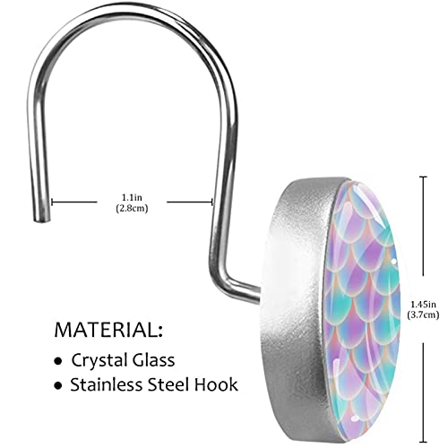 Crochets rideau de douche acier inoxydable anneaux salle de bain décoratifs écailles sirène - 4