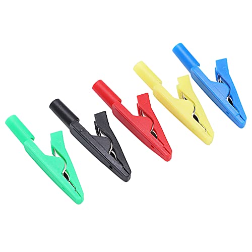 Morsetto a coccodrillo isolato 5 pezzi, rosso + + giallo + verde + blu per test multimetro e pinze amperometriche