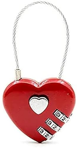ZECHAO Bike Lock,1pcs Heart Shaped Padlock High Security Bike Lock 3 Dial Digit Password Lock Luggage Password Padlock Anti-Theft Lock (Color : Red, Size : 74 * 40 mm)