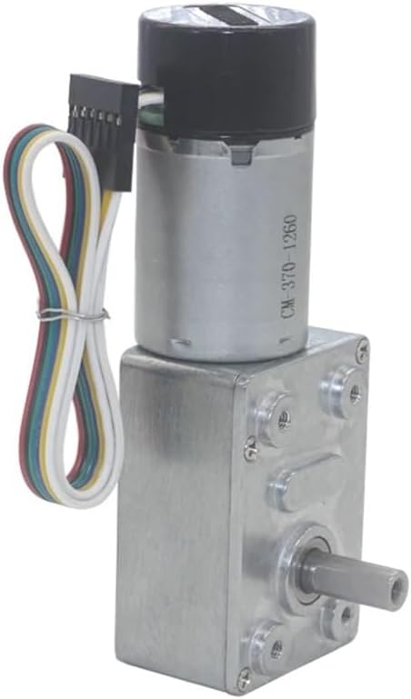 Electric Small Motor DC6V-24V Low-Speed High-Torque Worm Gear Motor with Encoder Two-Phase Encoding Signal Reduction Motor (Speed(RPM) : 10 RPM, Voltage(V) : DC 6V)