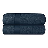 GLAMBURG 700 GSM Premium Cotton 2-Pack Oversized Extra Large Bath Sheet Set - 100% Combed Cotton - 2 Bath Sheets 35x70 - Luxury Hotel & Spa Quality - Durable Ultra Soft Highly Absorbent - Mineral Blue