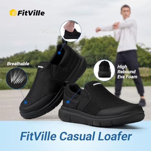 FitVille Men's Extra Wide Slip on Walking Shoes, Lightweight Non-Slip Breathable Casual Loafers for Standing All Day3