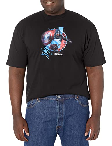 T-shirt Marvel noir manches courtes vêtement homme grande taille 3XL