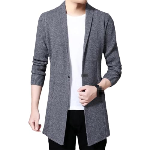 Vsadsau Men's Knitted Cardigan Sweater Spring and Autumn Solid Color Button Lapel Casual Jacket