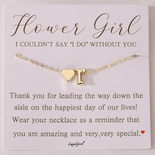 Flower Girl Proposal Gift Initial A-Z Letter Necklace Cute for Little Girls Wedding & Bridal Shower
