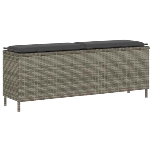 Banc de Jardin avec Coussin Gris vidaXL en résine tressée 110 cm