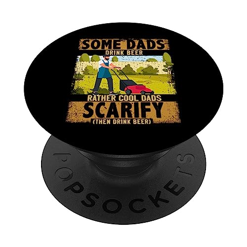 Funny Lawn Mowing Beer Ideas For Men & Dad Scarify Landscape PopSockets Swappable PopGrip, Black