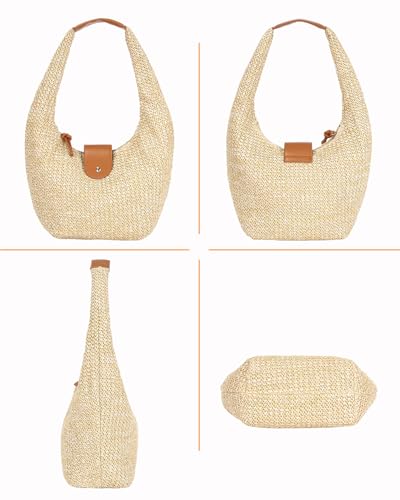 Bolso tejido de paja estilo hobo para mujer miniatura 4