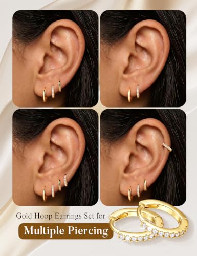 M MOOHAM Huggie Hoop Earrings for Women Teen Girls, 14K Gold Plated - image 3