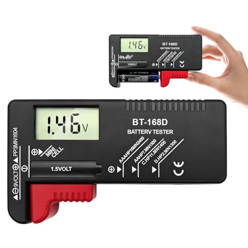 Comprobador de Pilas Digital,Probador Digital de Baterías,Probador Universal de Batería para pilas AA AAA C D 9V 1.5V y Célula del Botón