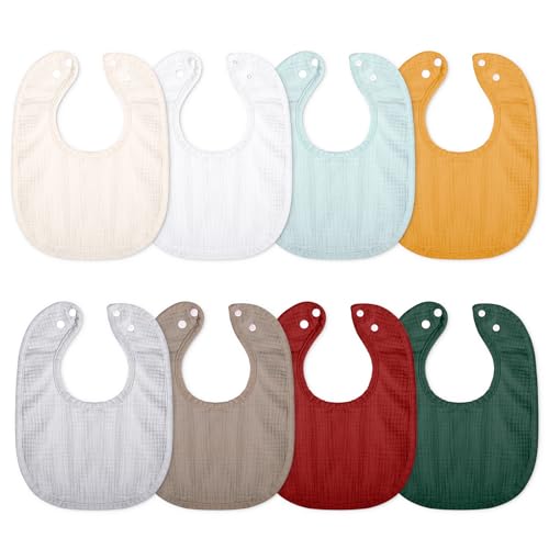 Image of Cherub New Upgraded Baby Drool Bibs for Boys, 8 Pack Absorbent Muslin Baby Bibs for Drooling and Teething, Soft Cotton Baby Bandana Bibs for Baby Boy