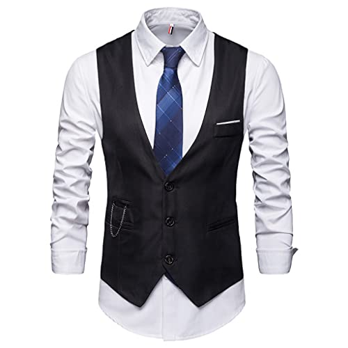 Mens Business Suit Vest Slim Fit Wedding Waistcoat