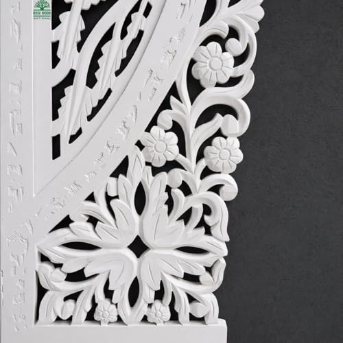 Image of Wooden Room Divider 6 Feet, 4-Panel Folding Wooden Partition for Living Room, Office, Pooja Room, Restaurant, Kitchen & Balcony (2W x 1.82H Meters). (White-Black Border)
