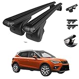 OMAC Relingträger Dachträger Dachgepäckträger Kompatibel mit Seat Ateca 2016-2020 - Fahrradträger Dachboxen Dachgepäckablage Dachteile Eloxiertem Aluminium 2 Teilige Schwarz