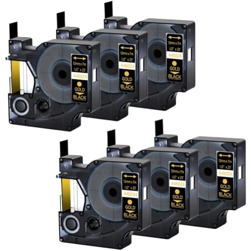�u���b�N���x���e�[�v��12mm���{��6�{�p�b�N D1 A45024�ƌ݊��� LabelManager 210D 280 360D 420P 450D���x�����[�J�[�ƌ݊�������