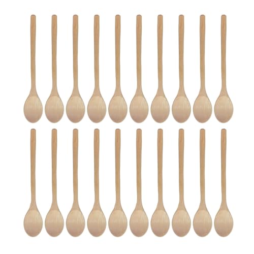 Lot De 20 Cuillères En Bois À Long Manche, Cuillères À Dessert, Vaisselle En Bois, Cuillères À Mélanger, Cuillères À Café, Cuillères En Bois De Cuisine, Cuillères En Bois De Cuisine