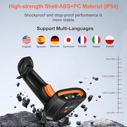 Image of ONLYU Bluetooth Barcode Scanner, Wireless 2D QR 1D Bar Code Scanners with LED Lights Display & AI Voice, Plug & Play Handheld Barcode Reader for iPhone, Android, iPad, Tablet, PC (LED Barcode Scanner)