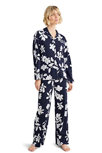 C&A Damen Pyjama Pyjamas Set|2er Pack Blumenmuster dunkelblau L