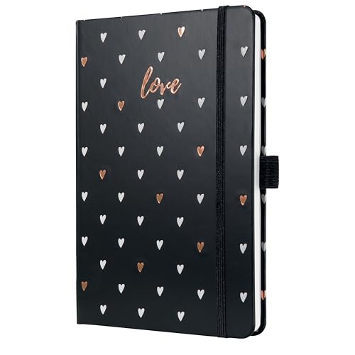 SIGEL J5335 Jolie Weekly Planner 2025, Design Dark Love, 13,5 x 20,3 cm, hardcover, 174 Pages, Black, ca. A5