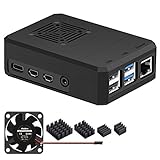 Raspberry Pi 4 Case, iUniker Raspberry Pi 4 Fan Case with Cooling Fan, Raspberry Pi 4 Heatsink, Simple Removable Top Cover for Pi 4 Model B/ 4B (Model M) - Black