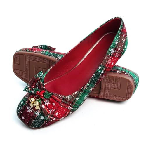 Image of ChaiRong Zhou Women Square Toe Ballets Flats Comfort Slip On Walking Shoes for Driving