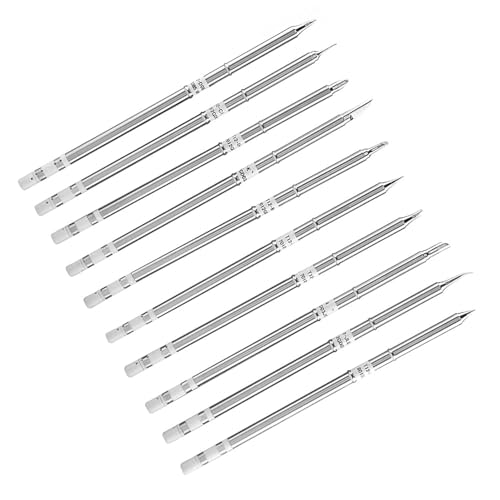 Image of Soldering Tip, Soldering Iron Tips T12 Series Soldering Tips Welding Tool Replacement for FX-951 Rework Station (T12-D4)(10pcs), Tips (10 packs)