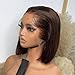 Lagos M Shaped Glueless Wig Silky Straight Short Bob 150% Density New Trend Lagos Hairline Brown Chocolate Color Human Hair Wig 13x6 HD Invisible Lace Front Wigs with Bleached Knots 8 Inch