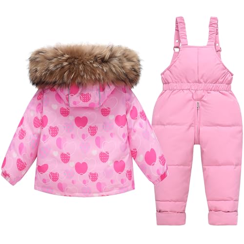 Girls 2-Piece Snowsuit Toddler Kids Down Jacket Ski Jacket & Snow Bib Pants Ski Suit Set Winter Wear2