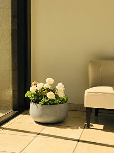 Kante Rc0051B-C60611 Lightweight Concrete Outdoor Round Bowl Planter, 16" Dia, Slate Gray #TOP4
