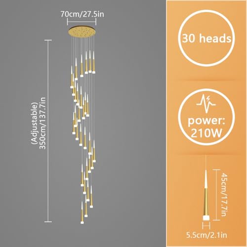 Lustre LED moderne d'escalier rotatif à 30 têtes avec télécommande - 8