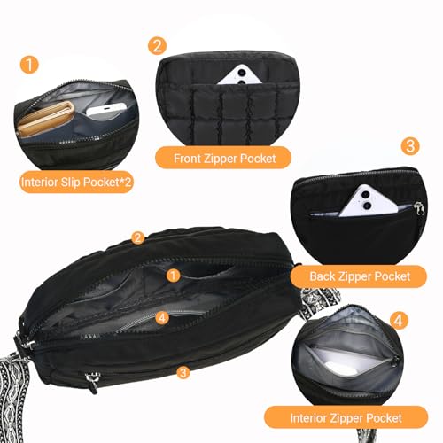 Herald Small Puffer Crossbody Bags for Women, Lightweight Nylon Quilted Shoulder Purse Handbag with Multiple Pockets4